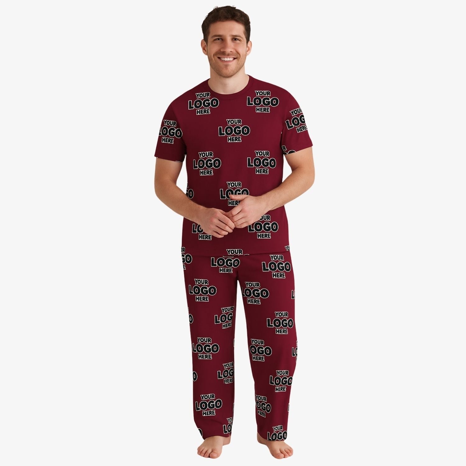 Personalized Logo Pattern Men’s PJ Trousers Set