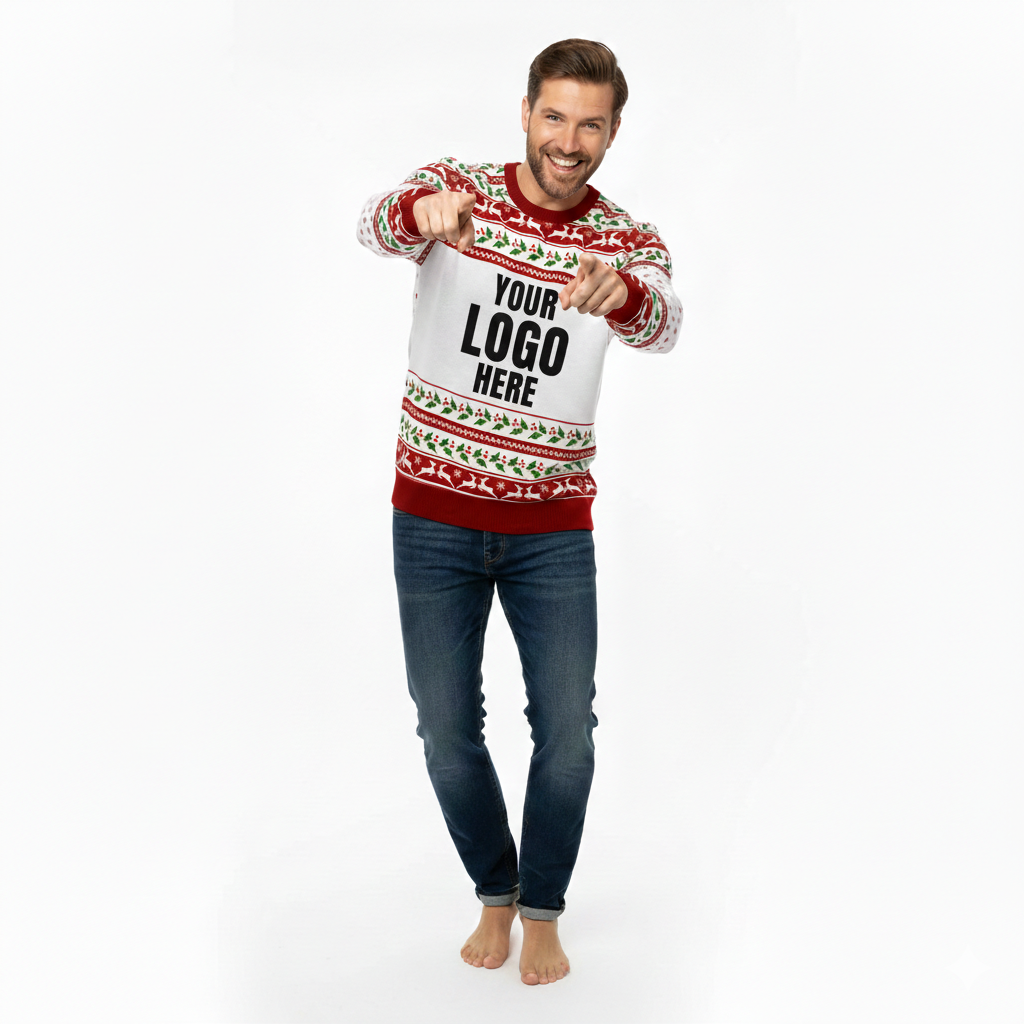 Your Logo Here Red Personalized Christmas Sweater
