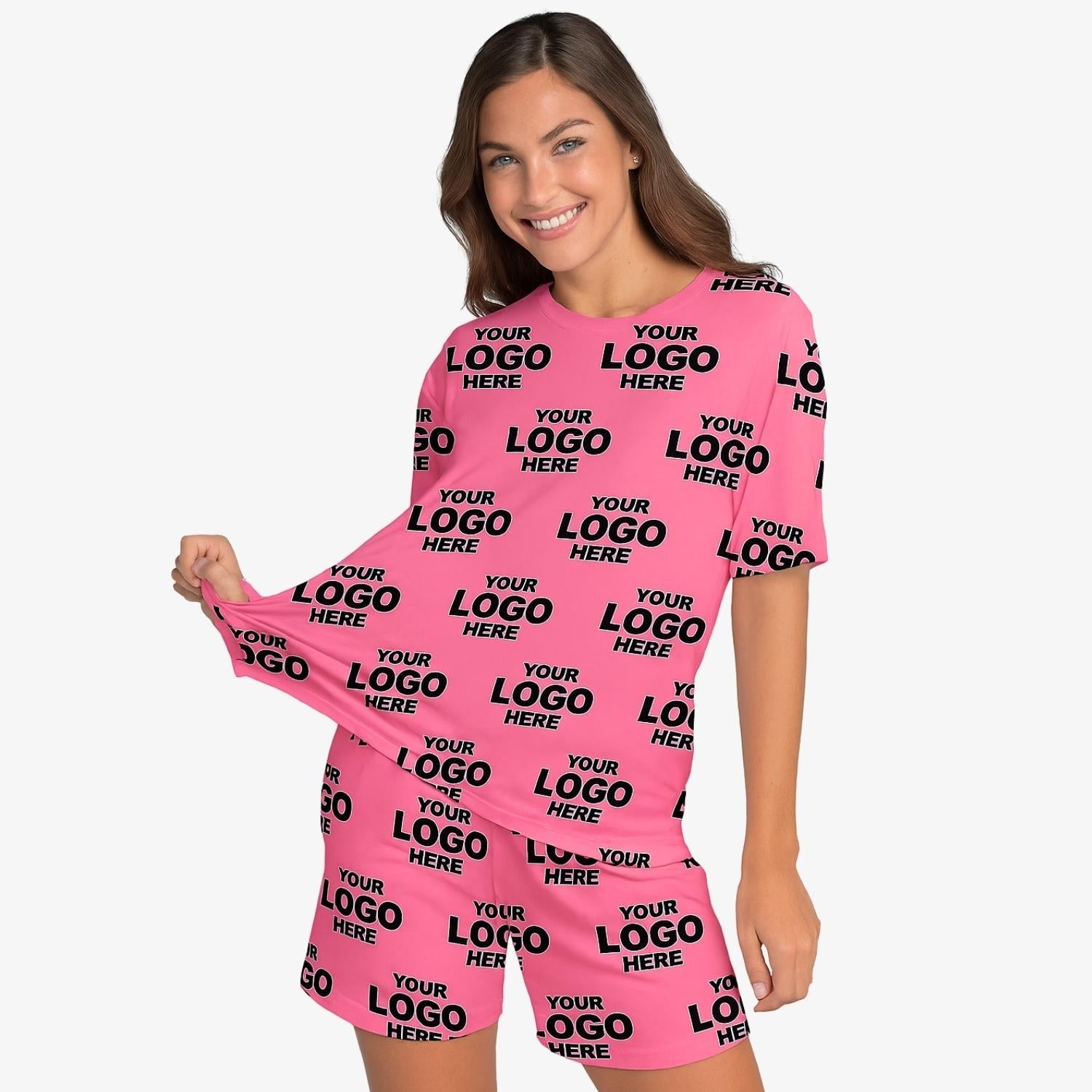 Personalized Logo Pattern Women’s PJ Shorts Set