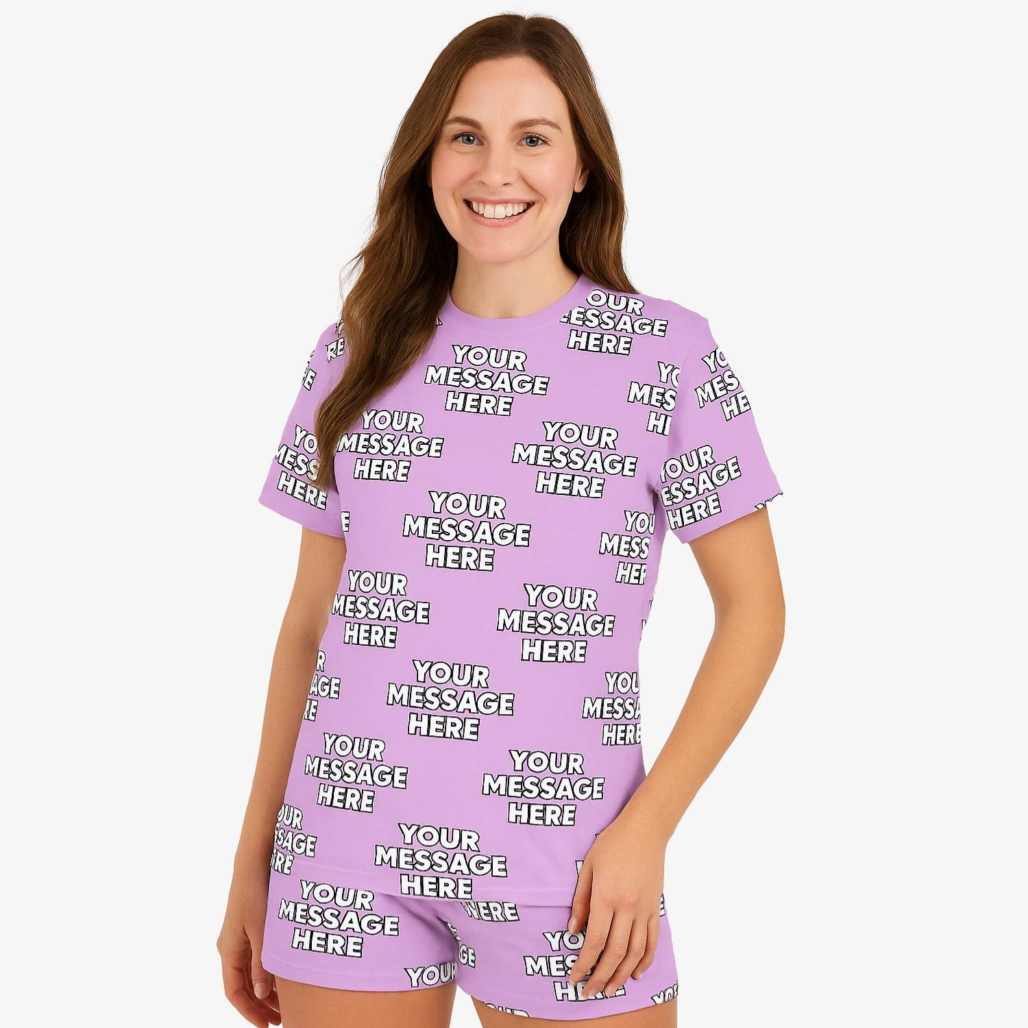 Personalized Women's PJ Shorts Set Custom Message Print