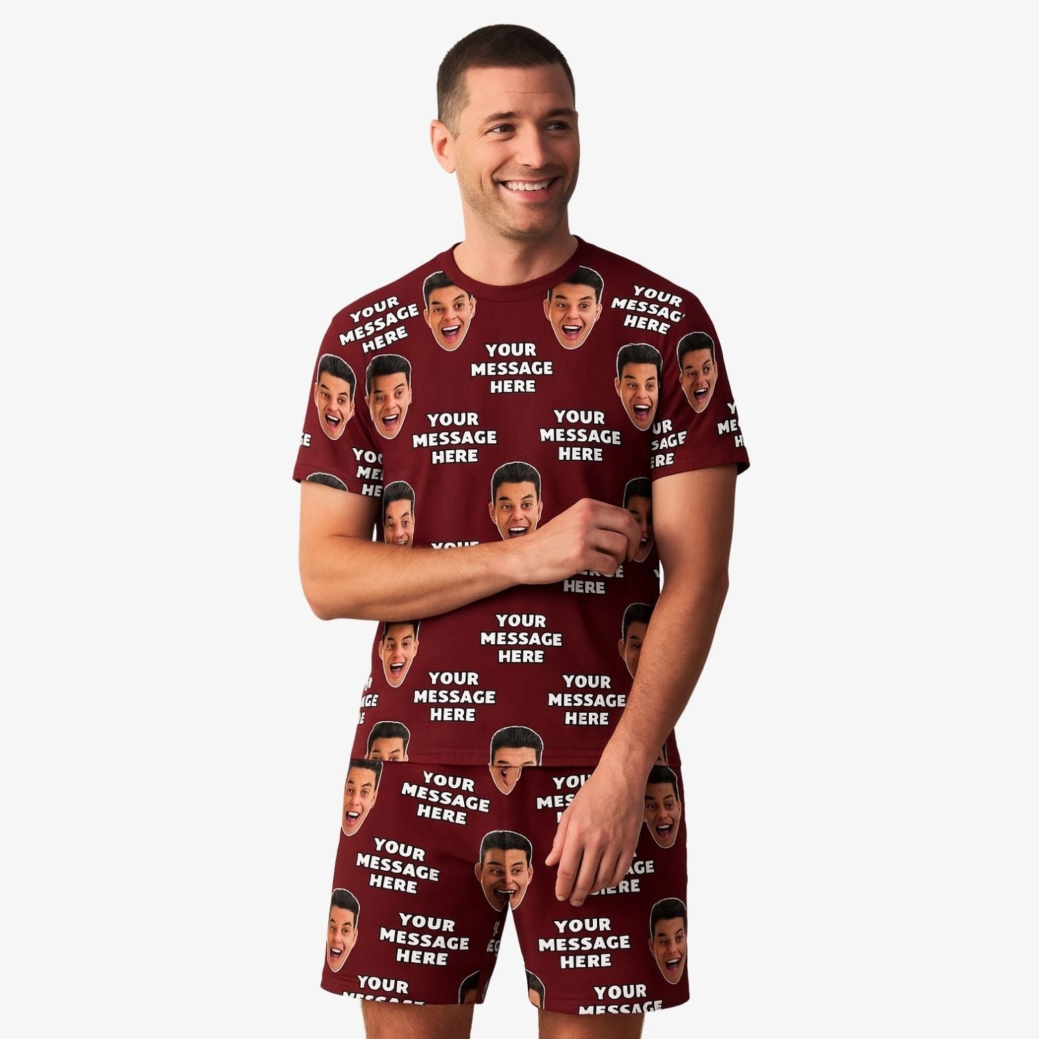 Your Face & Message Men's Custom PJs - Shorts Set