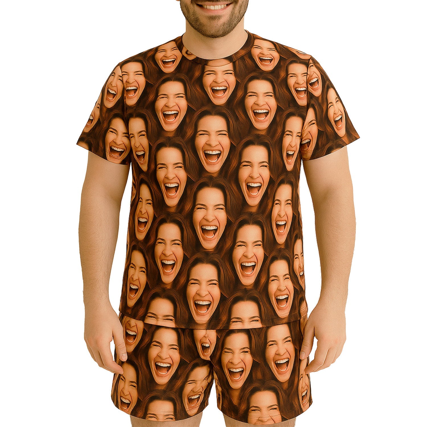 Men's Face Mash Pajamas - Shorts Set