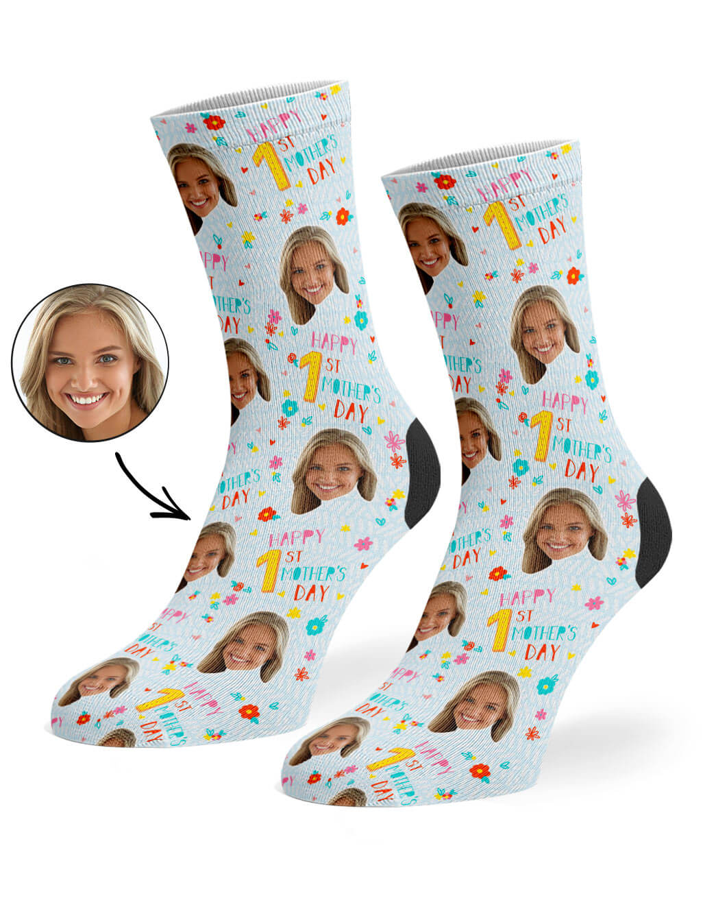 1st Mother's Day Custom Socks
