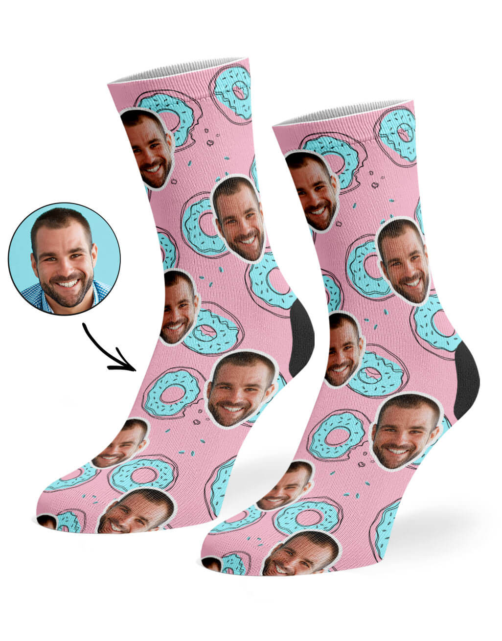 Donut Doodle Blue Custom Socks
