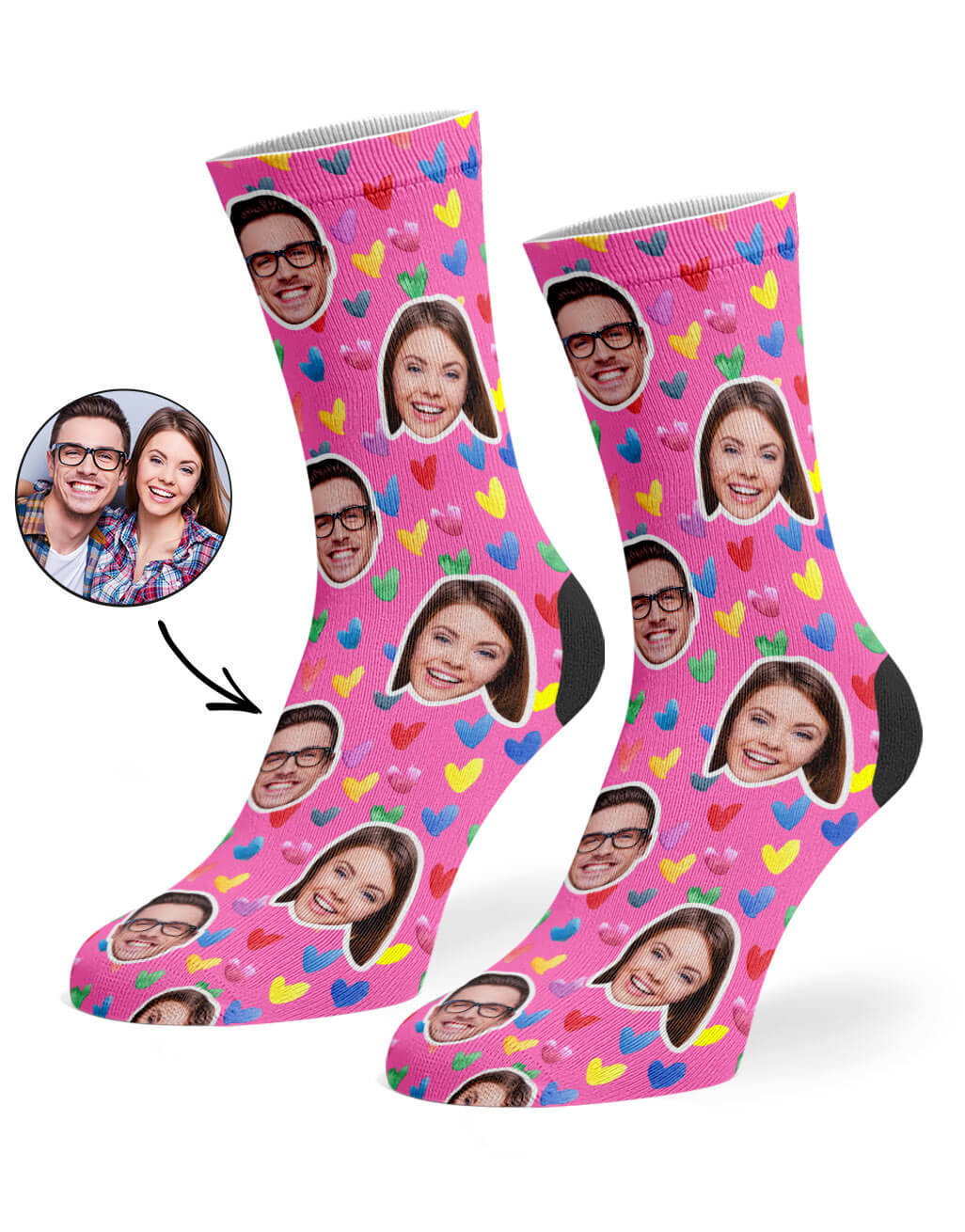 Watercolor Hearts Custom Socks