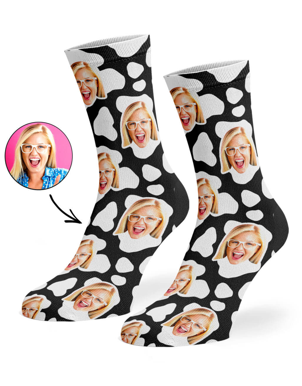 Cow Print Face Custom Socks