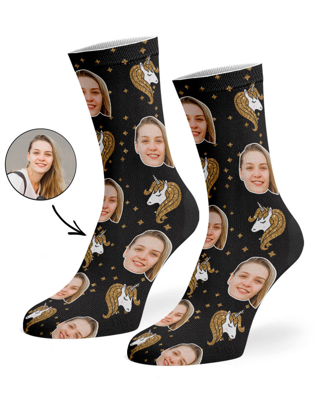 Glitter Unicorn Custom Socks
