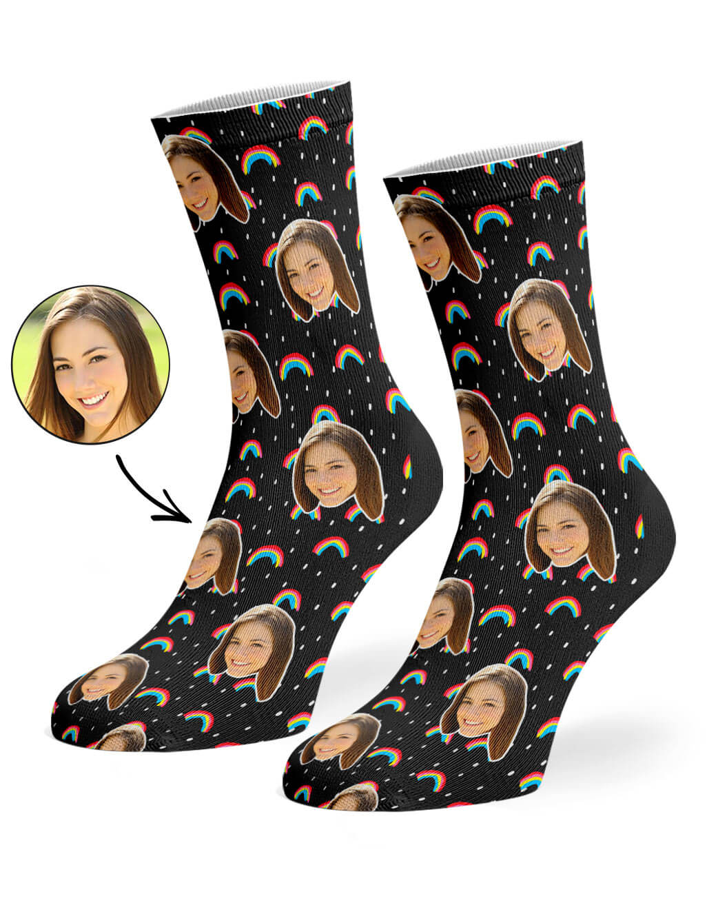 Rainbow Face Custom Socks