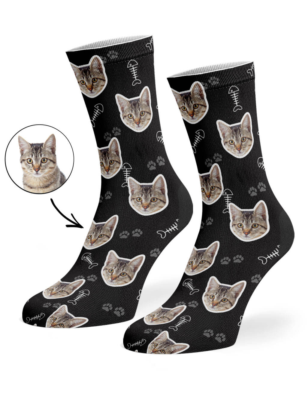 cat socks with your photo on