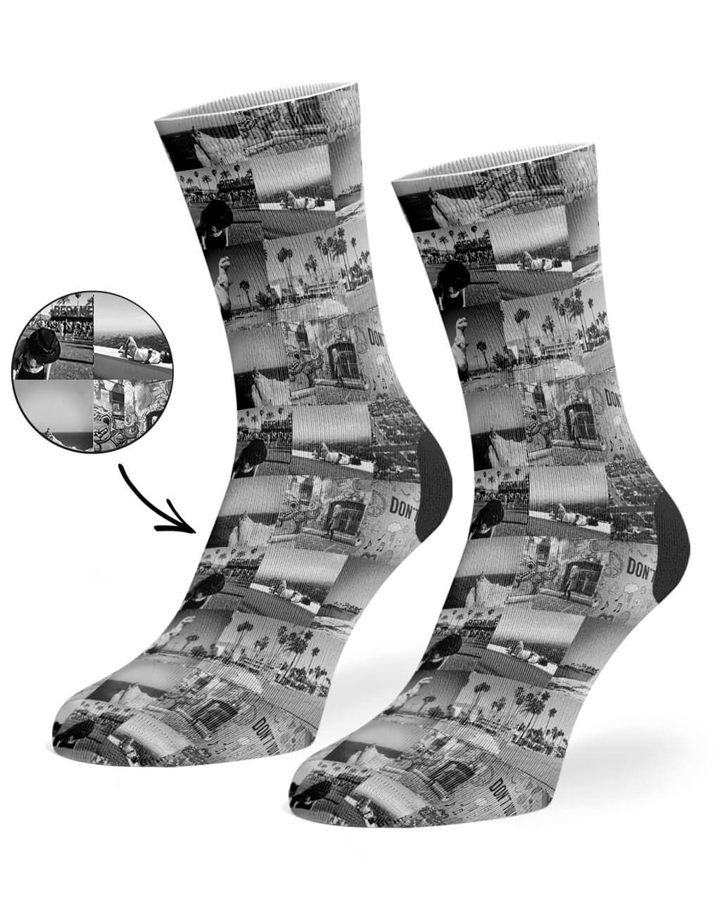 Black & White Photo Collage Custom Socks