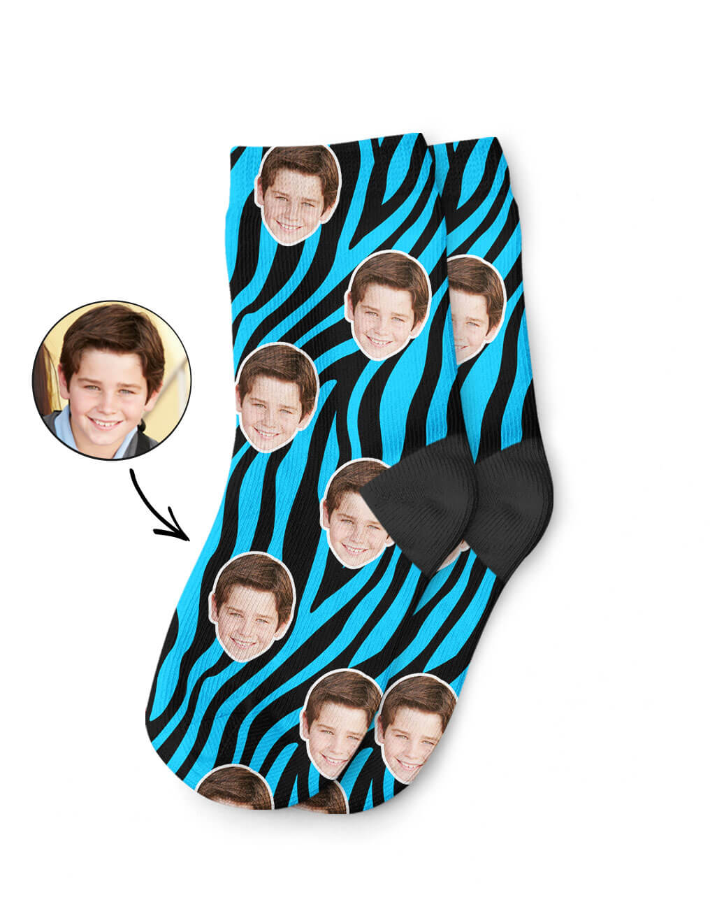 Zebra Print Face Kids Socks