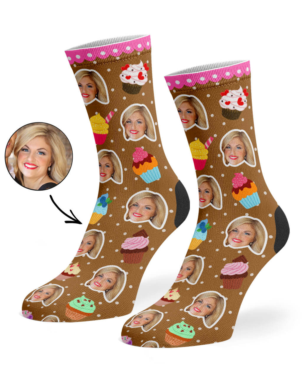 Cupcake Face Custom Socks