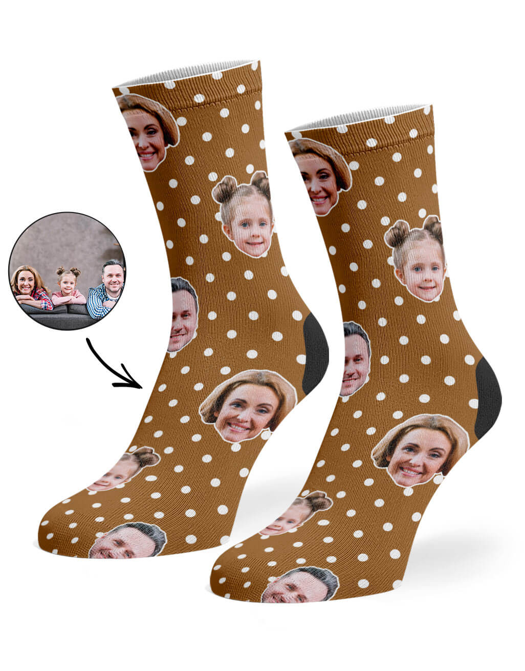 Family Polka Face Custom Socks