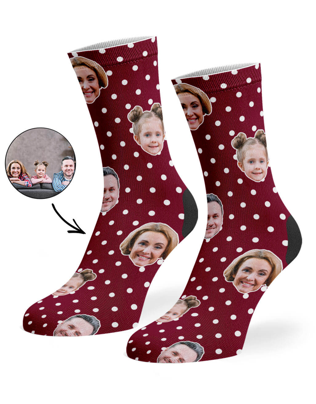 Family Polka Face Custom Socks