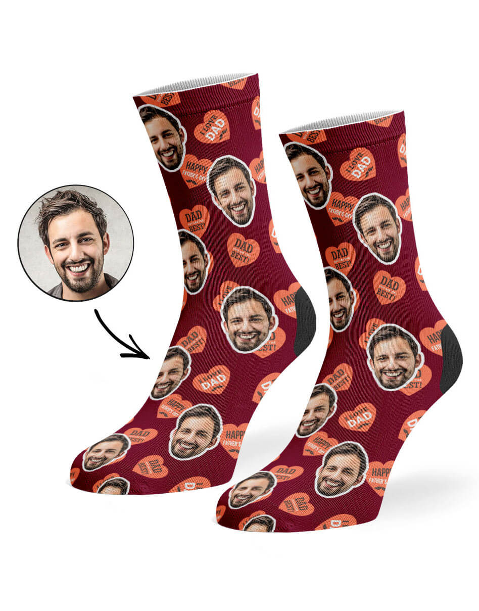 Dad Love Hearts Custom Socks