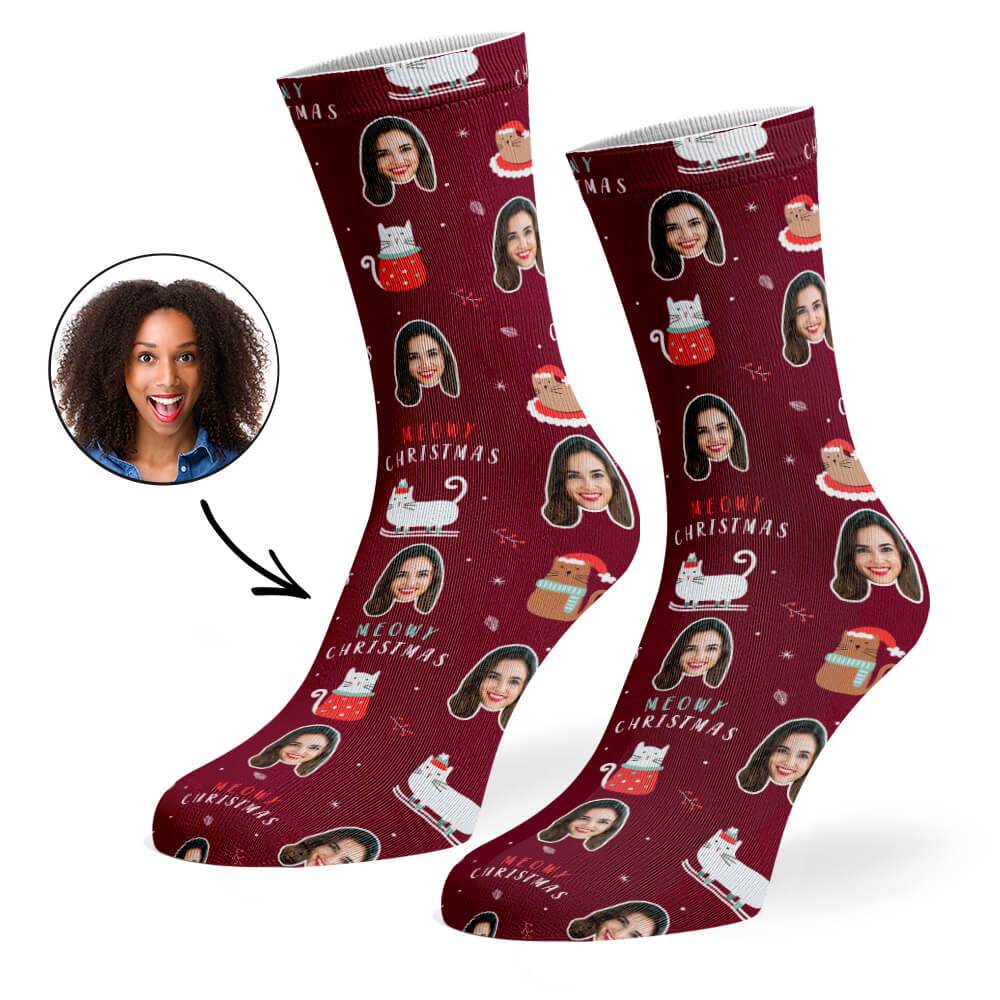 Meowy Christmas Custom Socks