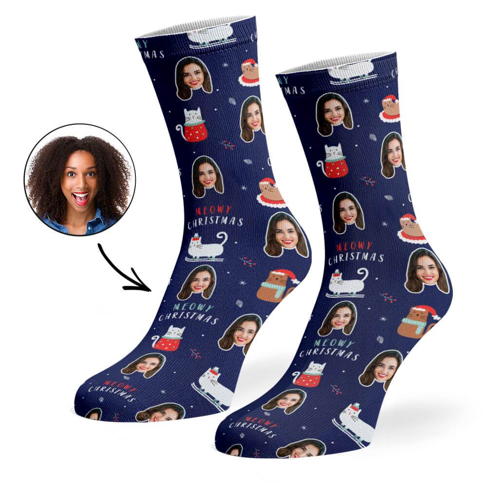 Meowy Christmas Custom Socks