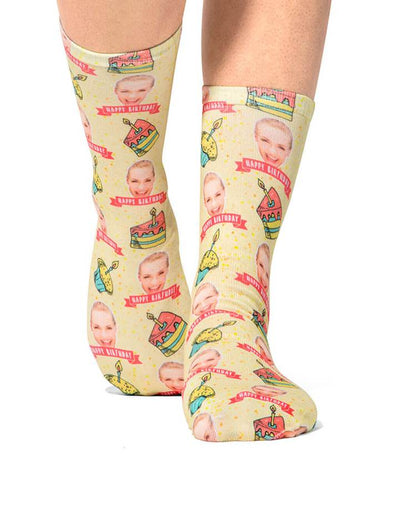 Happy Birthday Cake Custom Socks