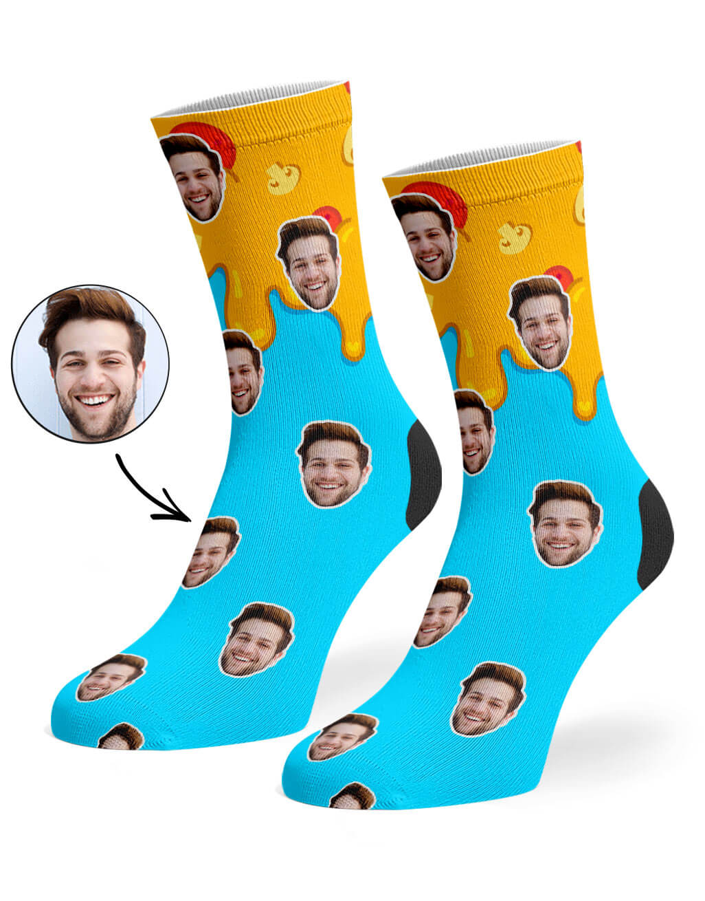 Cheesy Feet Face Custom Socks