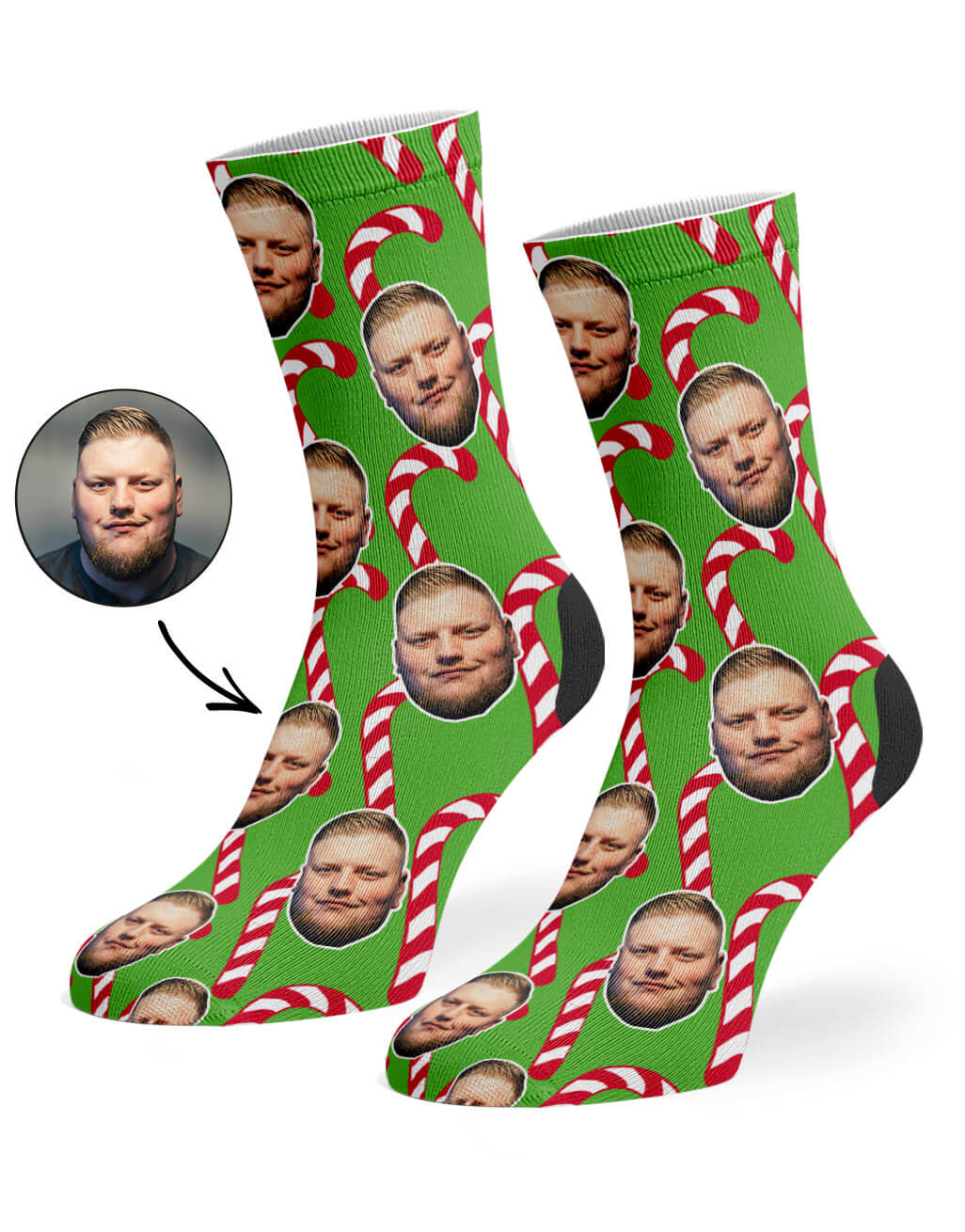 Christmas Candy Cane Custom Socks