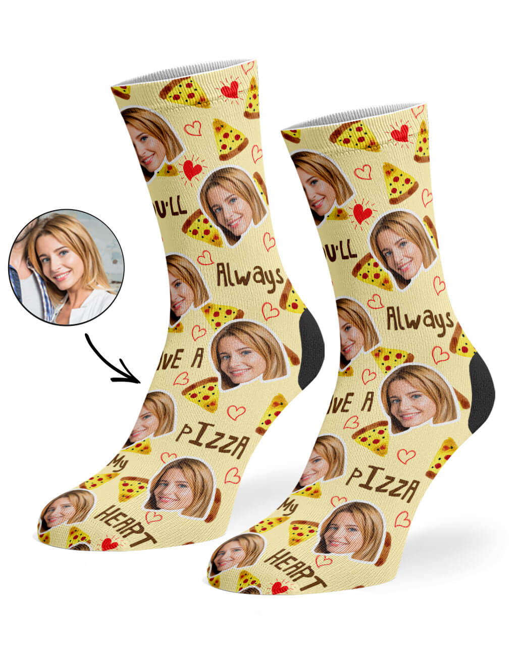 Pizza My Heart Custom Socks
