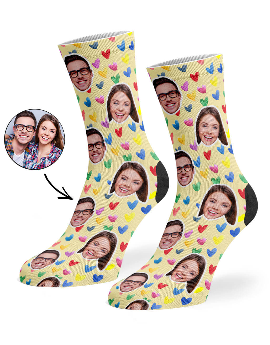 Watercolor Hearts Custom Socks