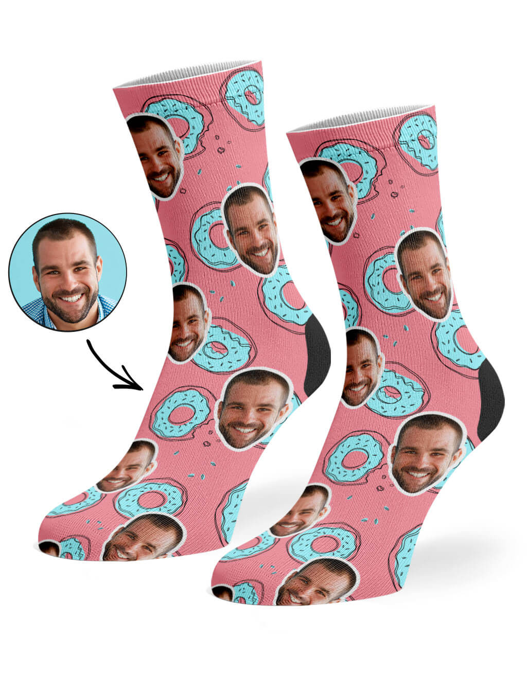 Donut Doodle Blue Custom Socks
