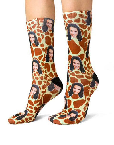 Giraffe Print Face Custom Socks