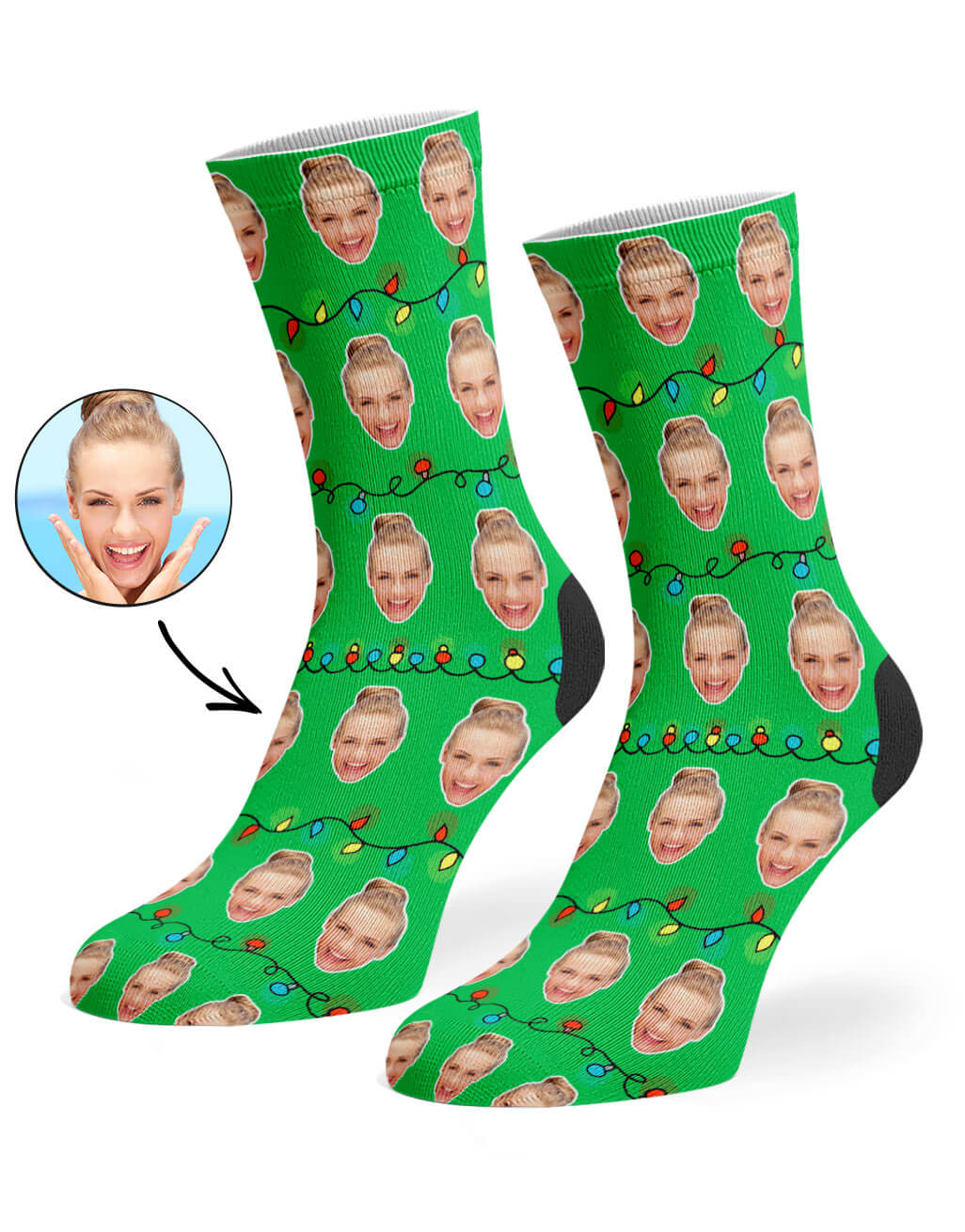 Christmas Lights Face Custom Socks