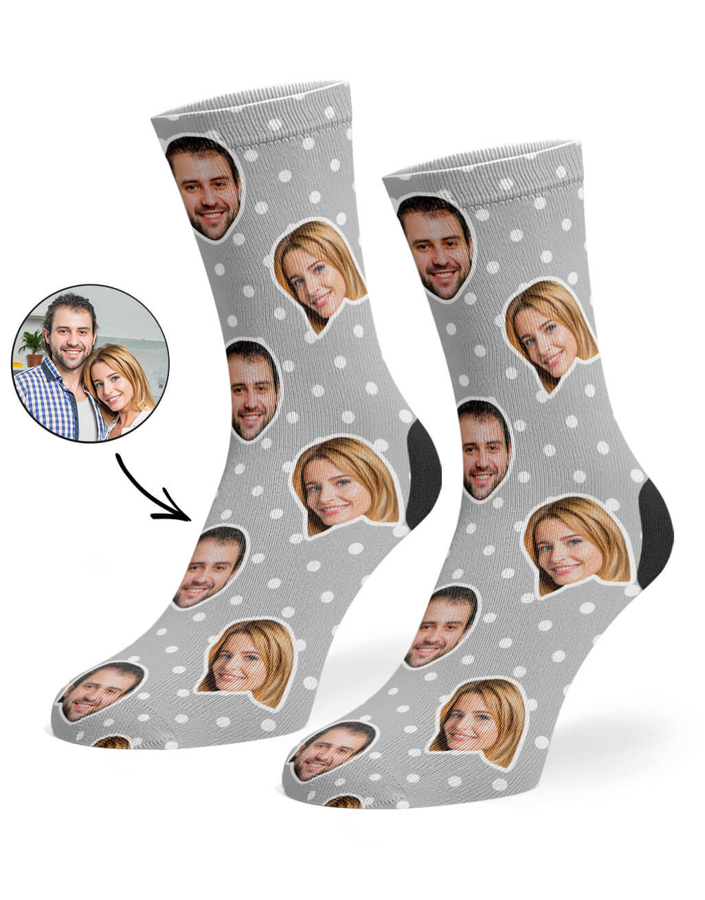 Couples Polka Face Custom Socks