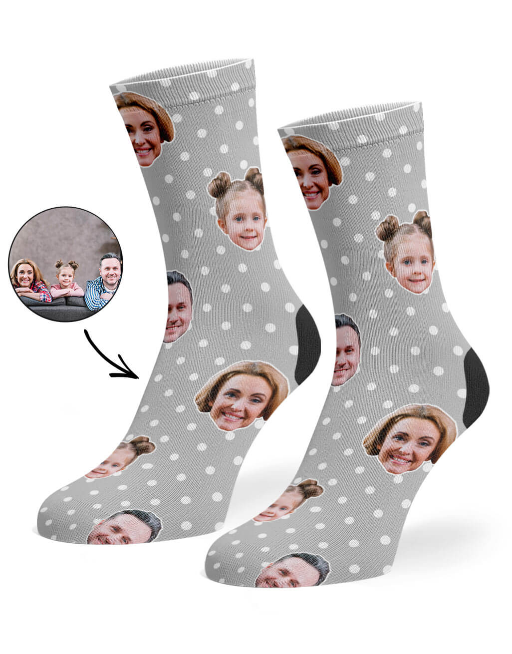 Family Polka Face Custom Socks