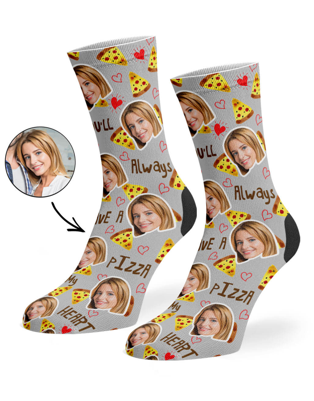 Pizza My Heart Custom Socks