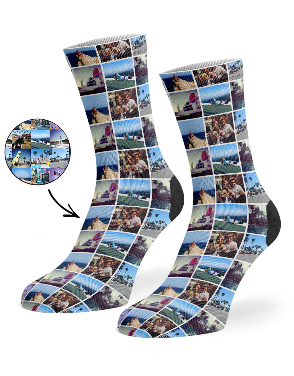 Grid Photo Collage Custom Socks