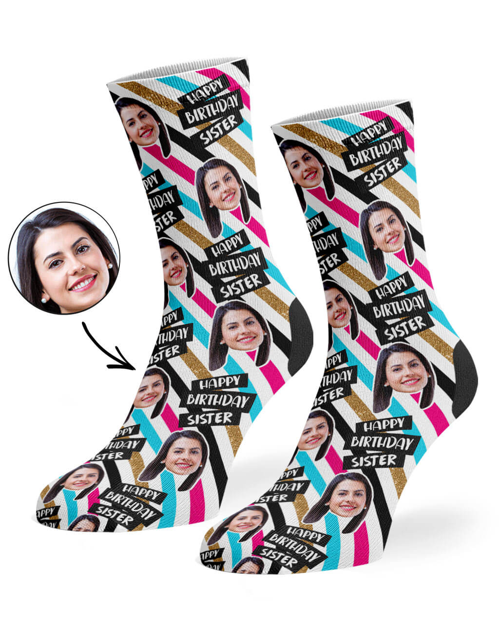 Happy Birthday Sister Custom Socks
