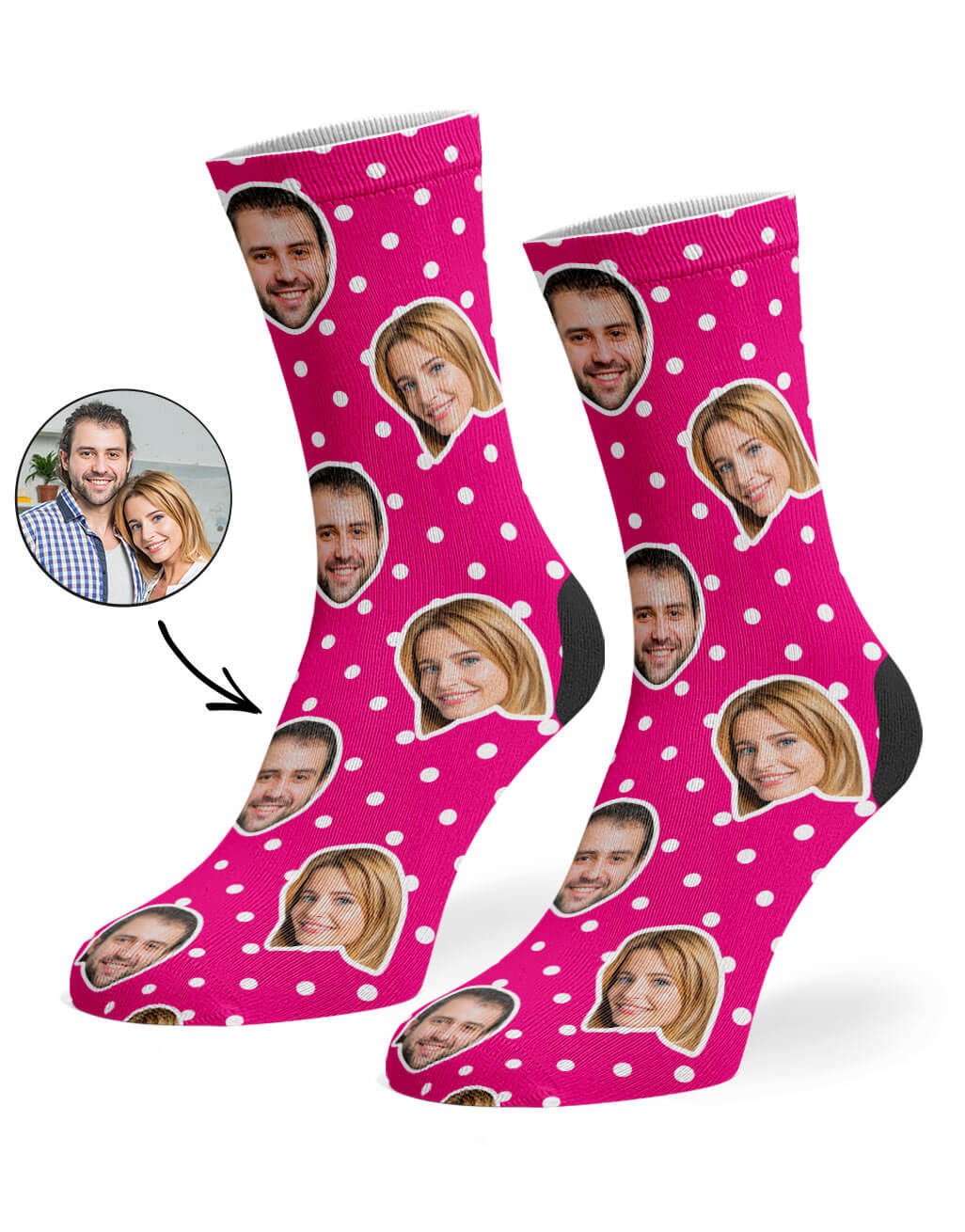 Couples Polka Face Custom Socks