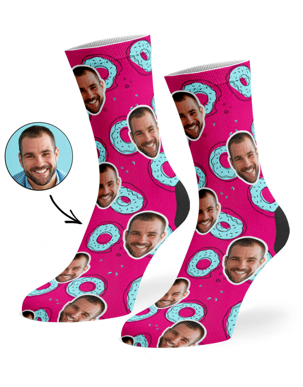 Donut Doodle Blue Custom Socks
