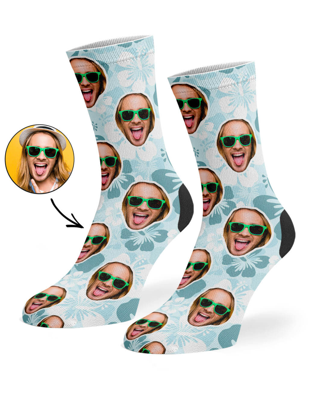 Hawaiian Face Custom Socks Turquoise