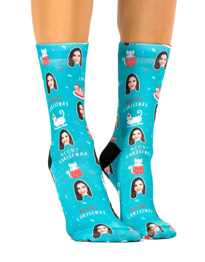 Meowy Christmas Custom Socks