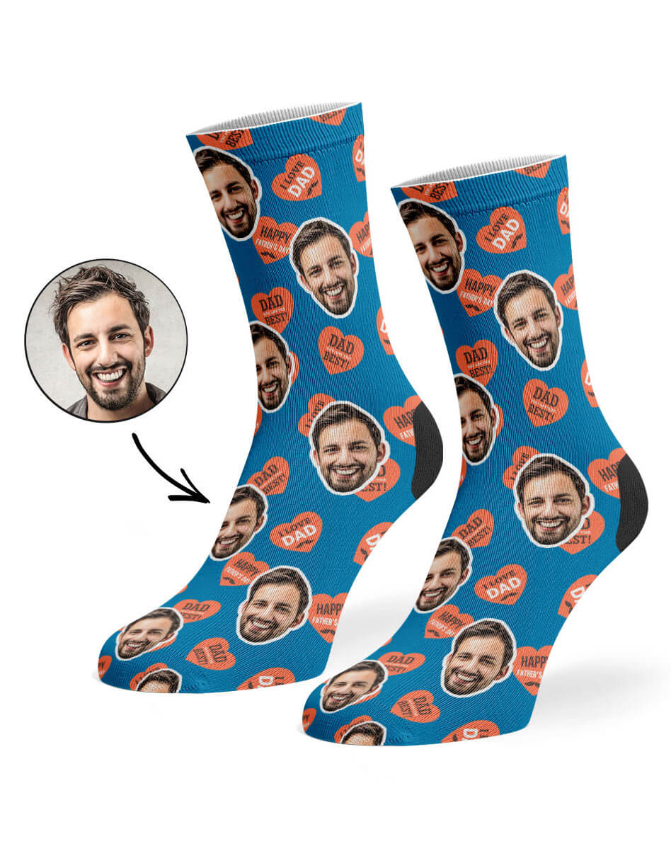 Dad Love Hearts Custom Socks