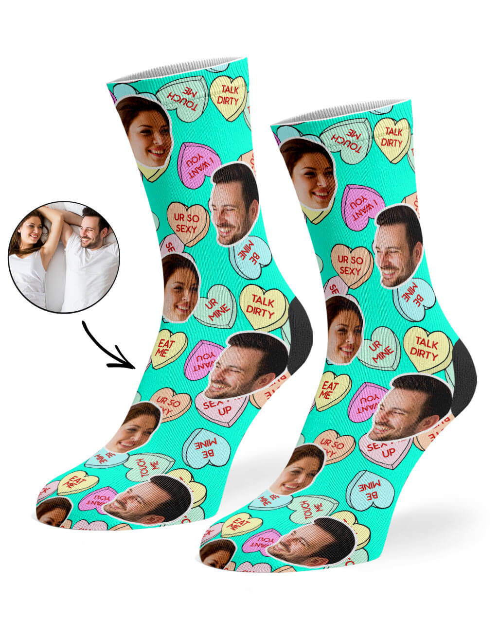 Naughty Love Hearts Custom Socks