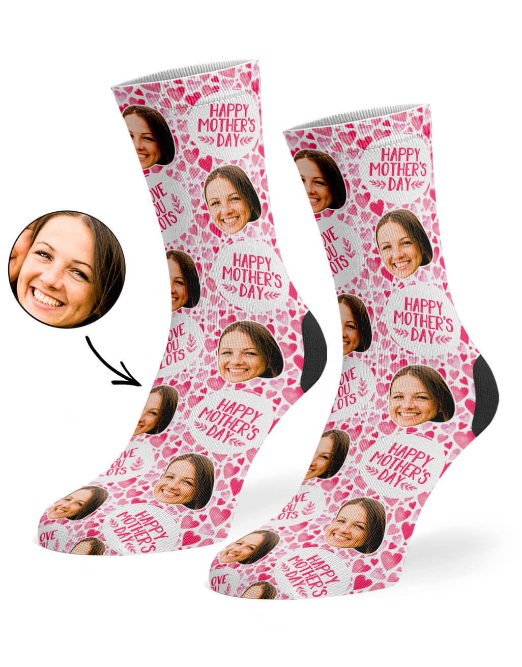 Mother's Day Hearts Custom Socks