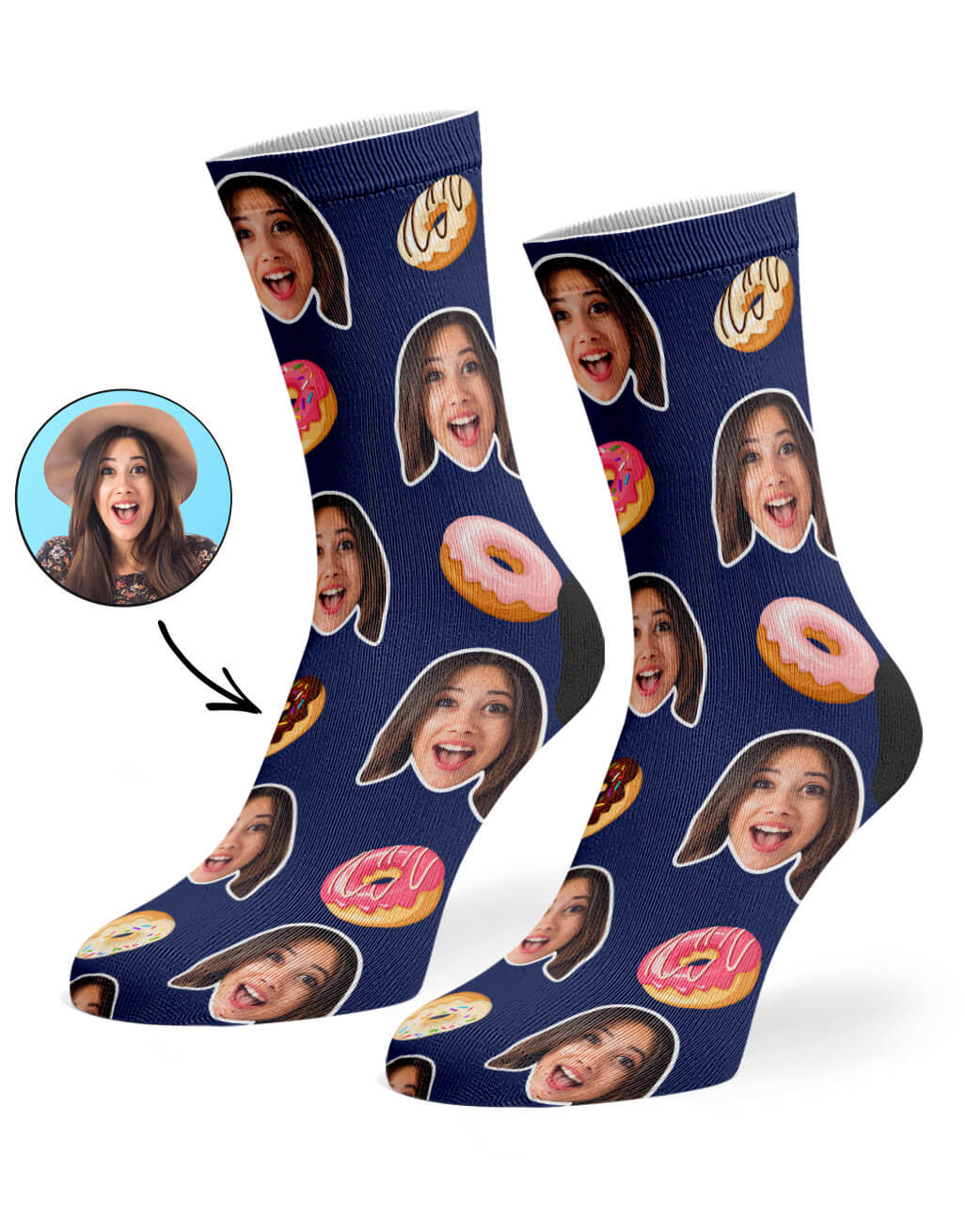 Donut Face Custom Socks