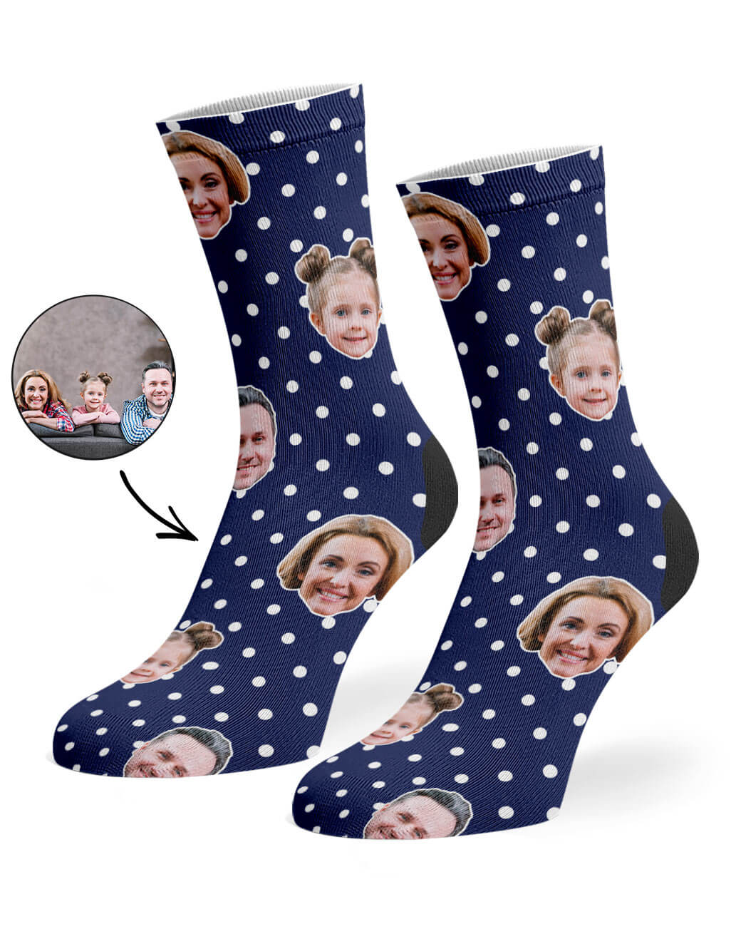 Family Polka Face Custom Socks