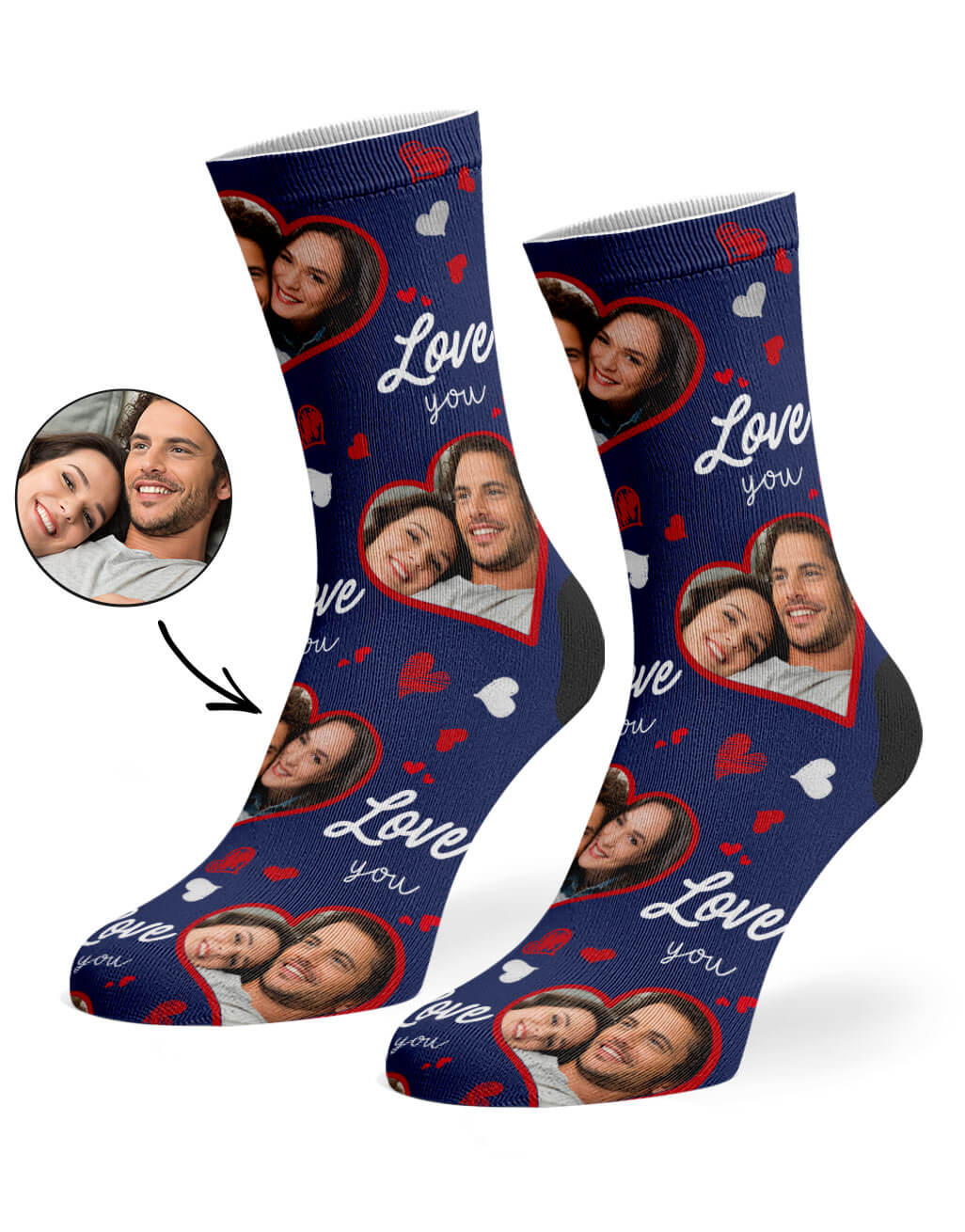 Heart Photo Collage Custom Socks