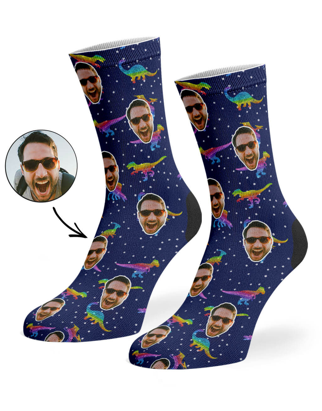 Rainbow Dinosaur Custom Socks