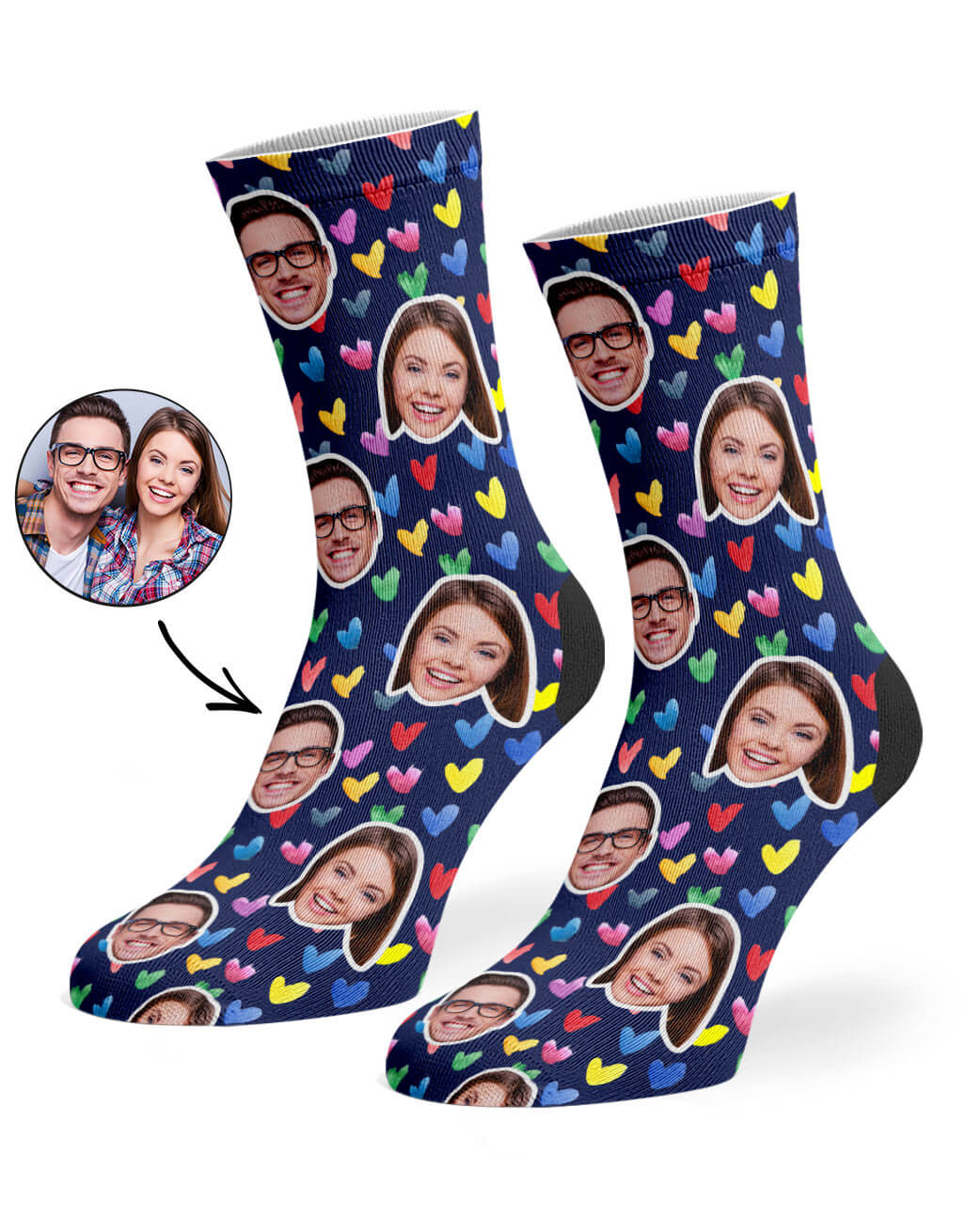 Watercolor Hearts Custom Socks