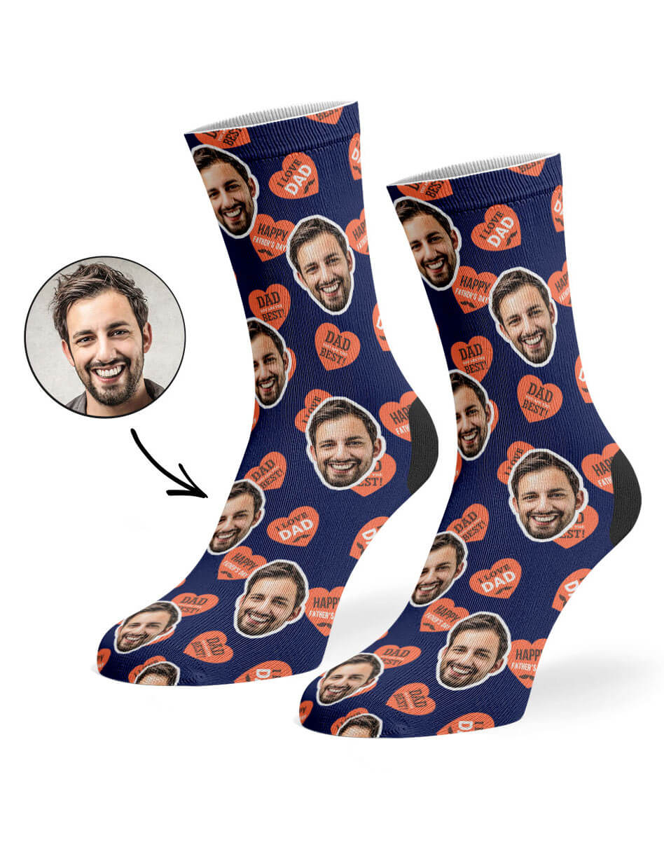 Dad Love Hearts Custom Socks