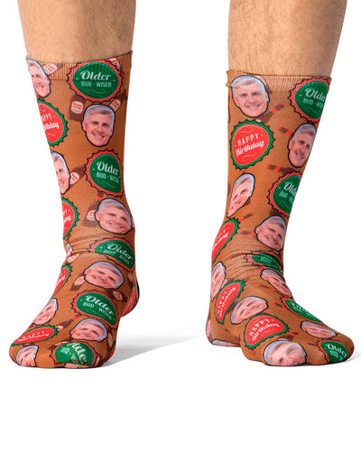 Older Bud-Wiser Birthday Custom Socks