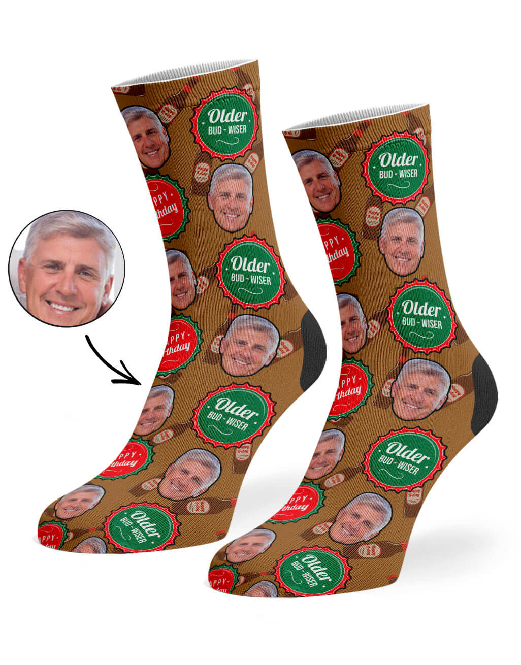 Older Bud-Wiser Birthday Custom Socks
