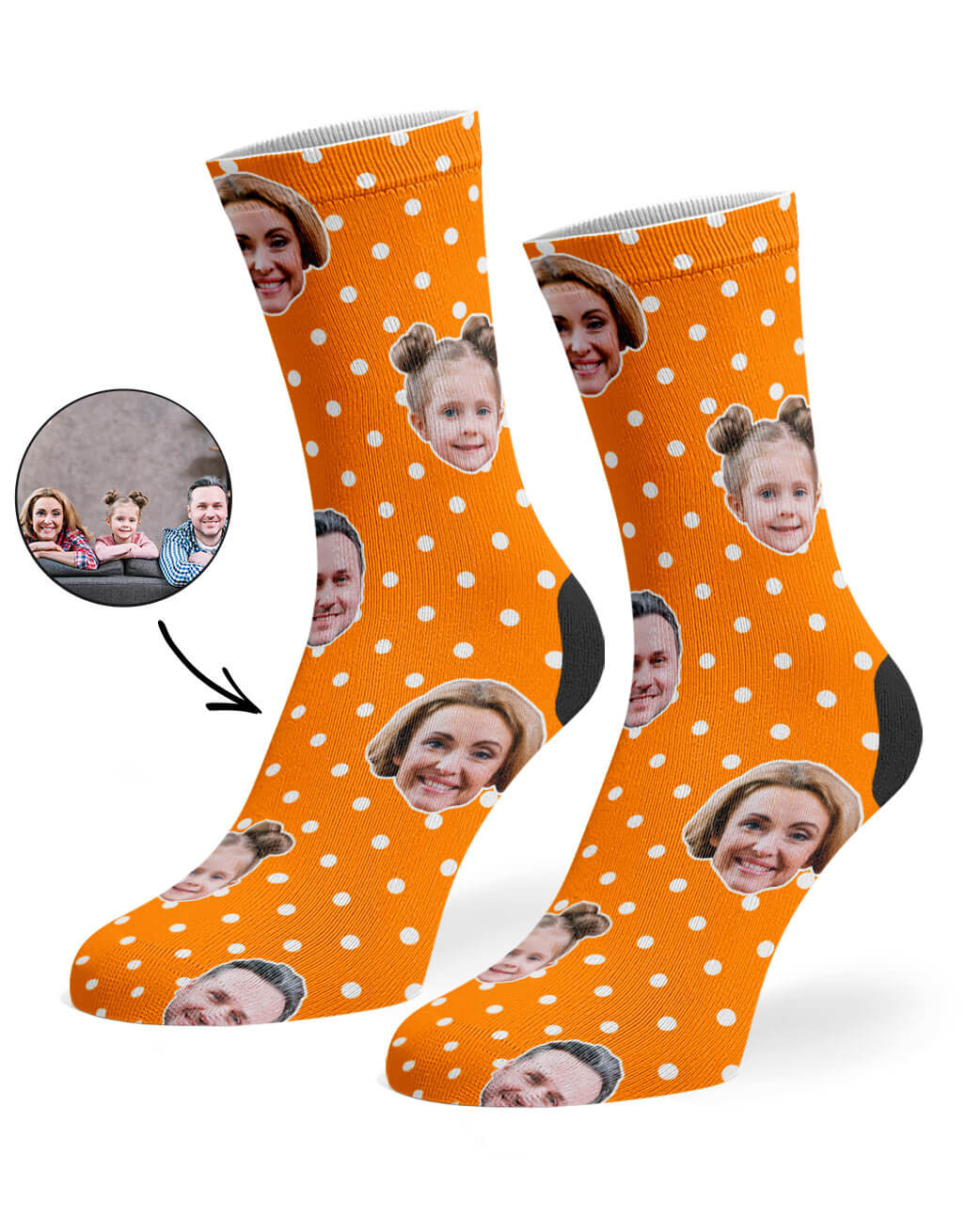 Family Polka Face Custom Socks